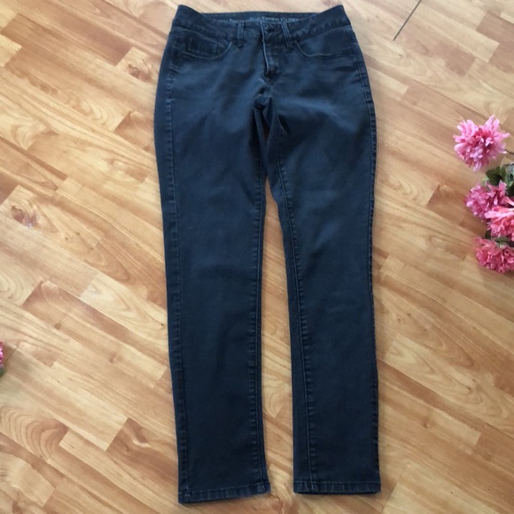 FADED GLORY size 8 black skinny straight jeans mid rise embroidered pock… - Picture 5 of 11